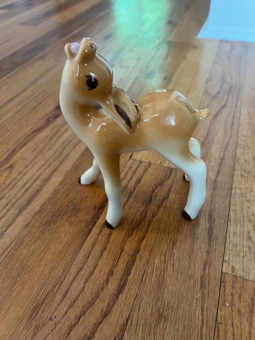 Ceramic Fawn Figurine in Tan and Cream - Decorative Home Accent